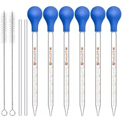 Glass Graduated Droppers Lab Pipettes Dropper Glass Liquid Pipette with Big Rubber Hats 20 cm Glass Stir Rod  (16 Pieces, 5 ml)