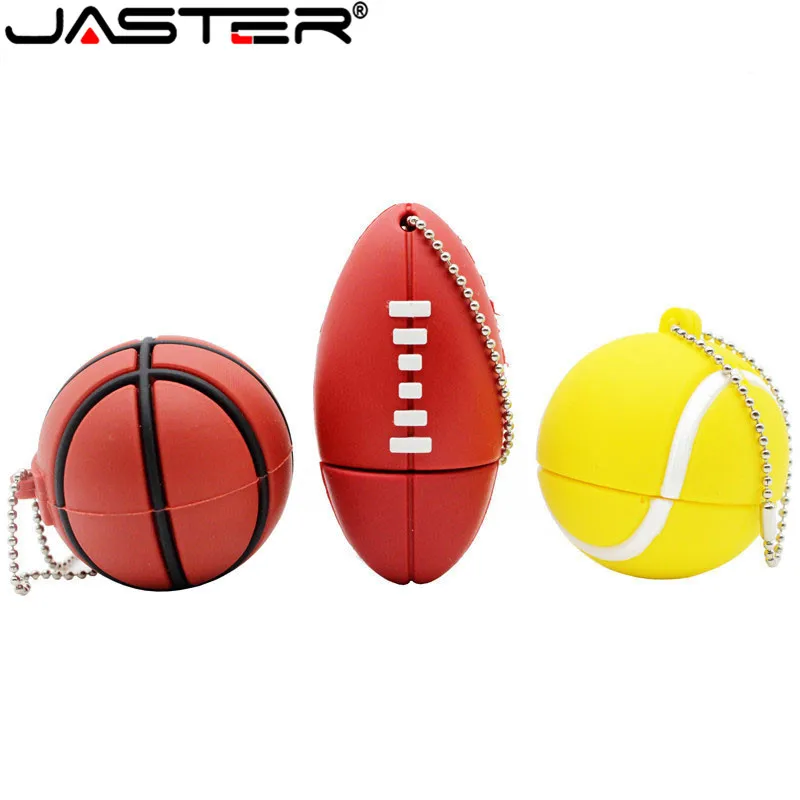 JASTER USB flash drive Rugby USB 2.0 basket Pen drive Tennis Memory stick sport ball 8GB 16GB 32GB 64GB USB stisk regalo