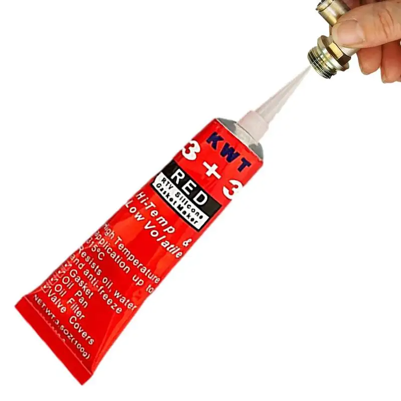 Gasket Sealer High Temp | Waterproof Red RTV Gasket Maker | 100g Multipurpose Silicone Engine Sealant for Metal Glass Wood Rubbe