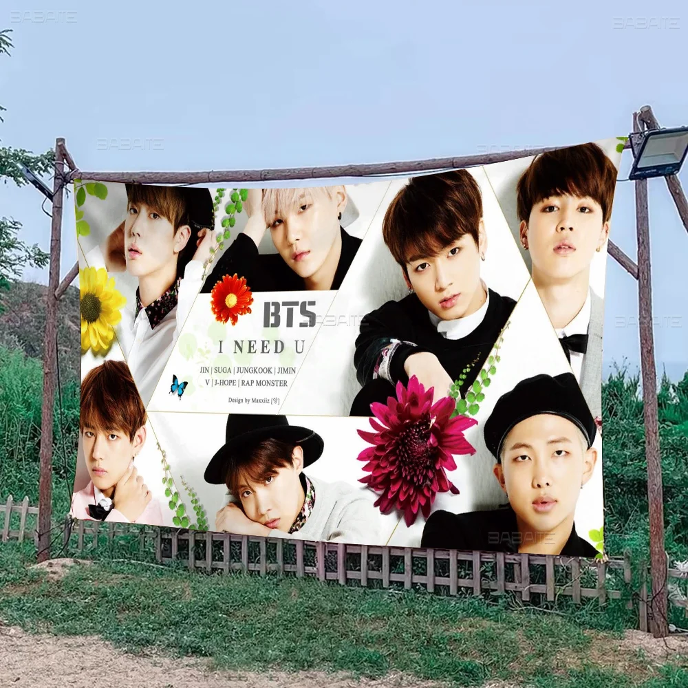 Kpop-B-BTS DIY Flag For Family Group Photo Living Room Home Dorm Decor Wall Art Decor Banner