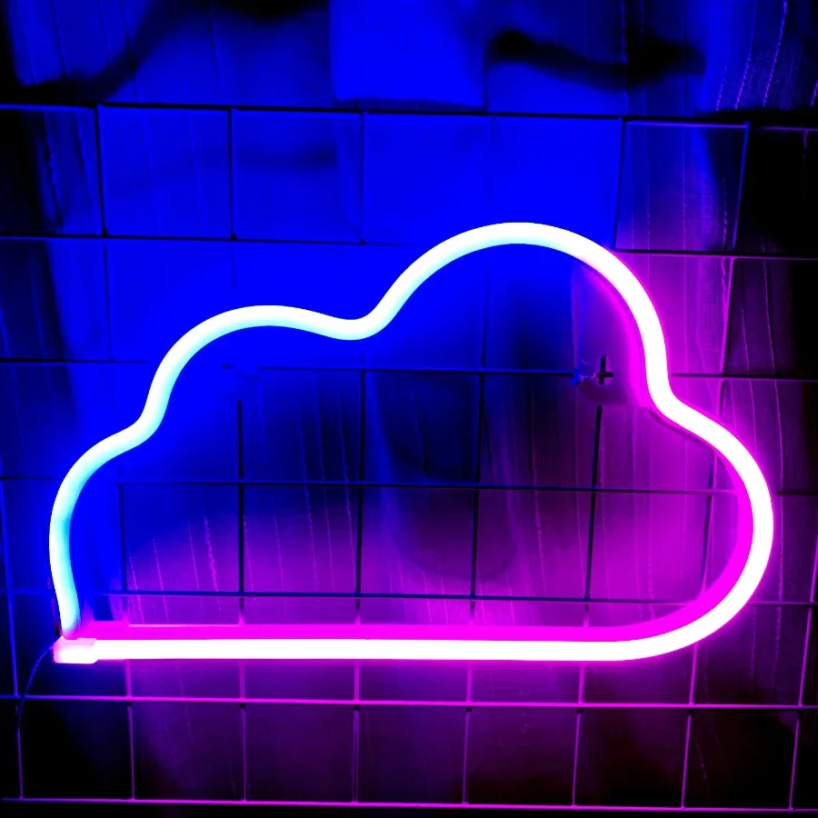 Colorful Clouds Neon Hanging Light Luminous Letter Decor Lighting Sign Art Night Lamp Xmas Birthday Gift Wedding Party Wall Lamp