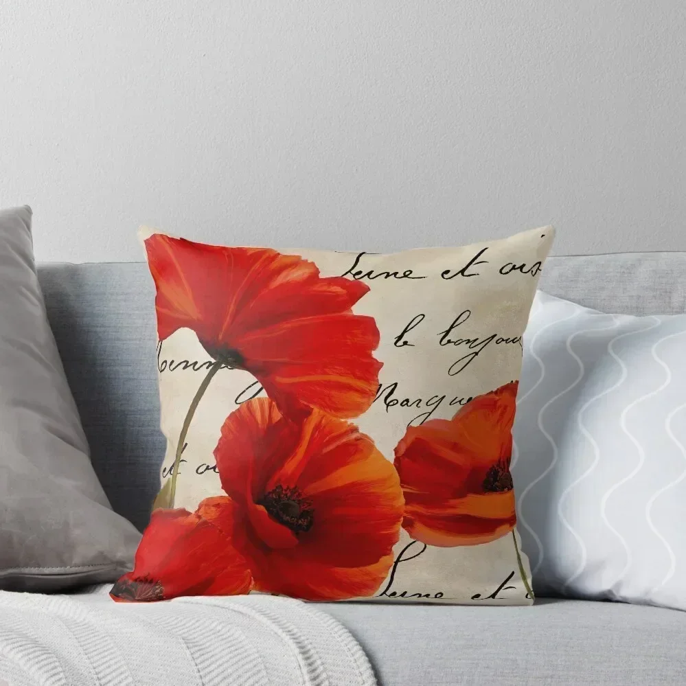 

Coquelicots Rouge I Throw Pillow Decorative Cushion Pillow Cover Decorative pillowcase pillow