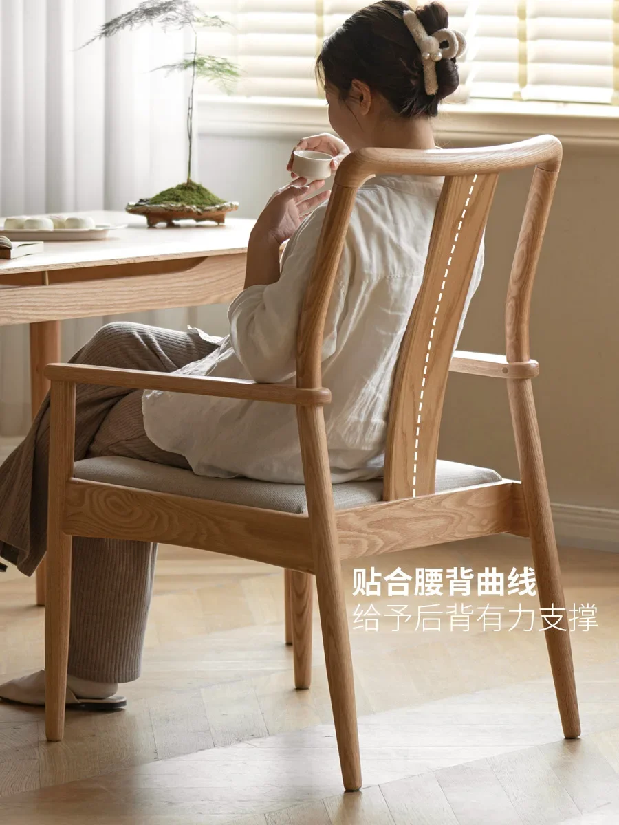 Genji Muyu New Chinese Tea  Master  Ash Armchair Tea Table  Solid Wood Softbag Backrest Dining