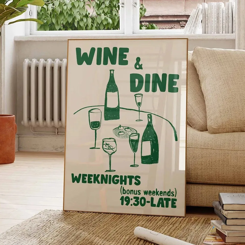 3pcs Trendy Wine Cin Cin Cheers Pasta Night Food Wall Art Prints Canvas Painting Poster Pictures For Kitchen Room Home Decor