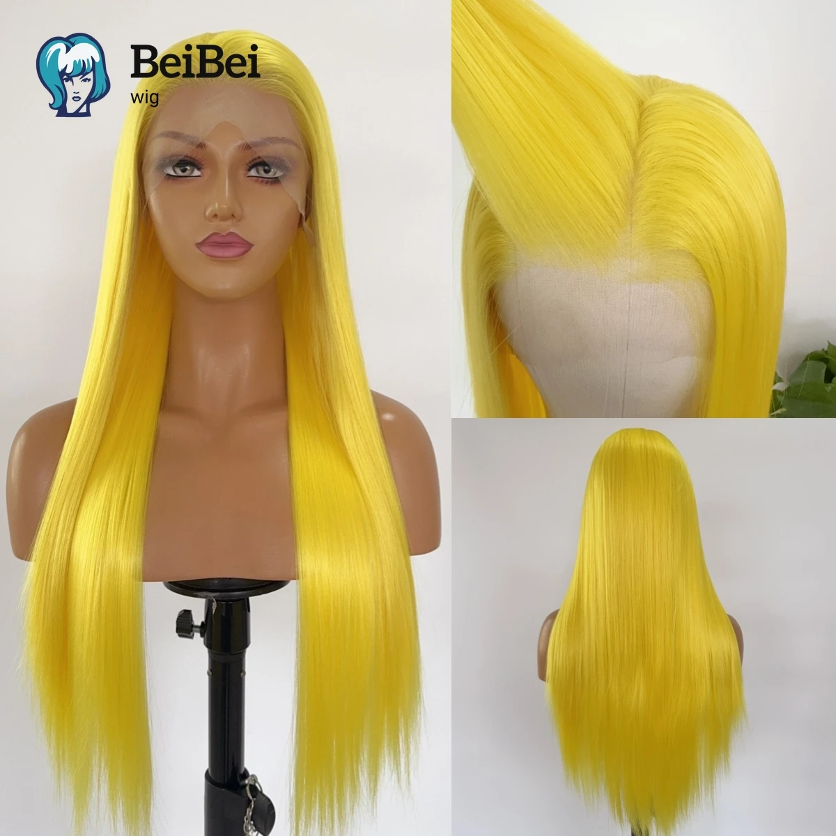 

Yellow Lace Front Wig for Women 26 Inches Lemon Yellow Long Straight 13*4 Natural Looking High Quality Synthetic Wig for Cosplay