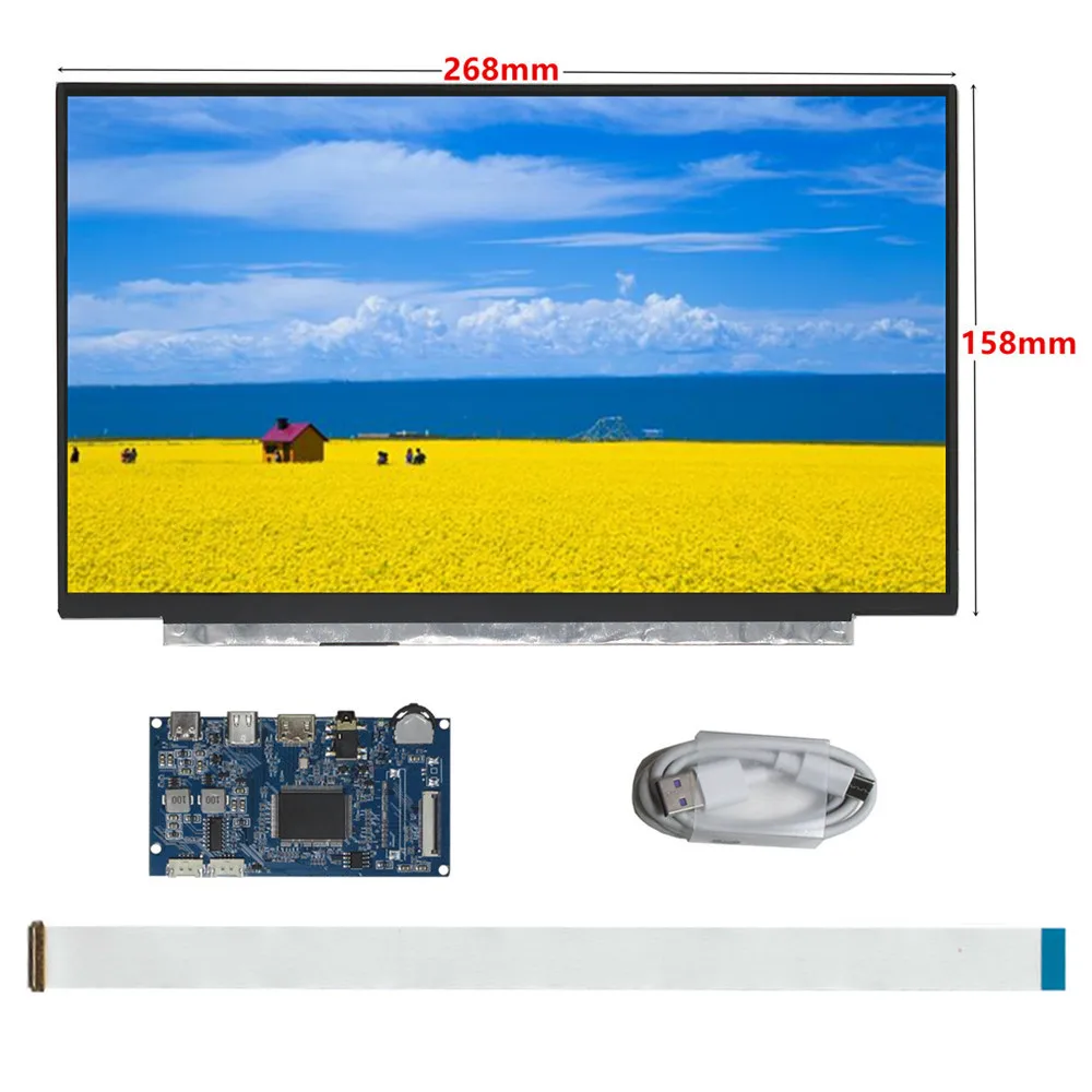 

11,6-дюймовый экран 1366x768, ЖК-дисплей, Type-C/HDMI-совместимый драйвер, плата контроллера, портативный монитор для ПК Raspberry Pi