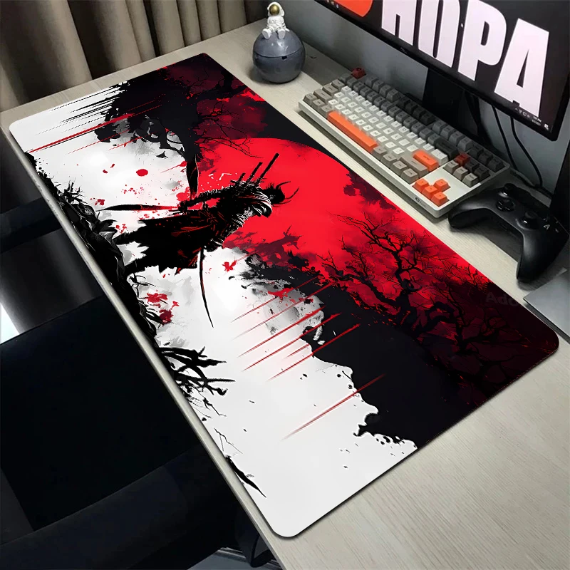 

Japanese Sakura Samurai Black Mouse Pad Computador Gamer Table Mat Gaming Laptop Desk PC Mousepad 900x400 Computer Table Gaming