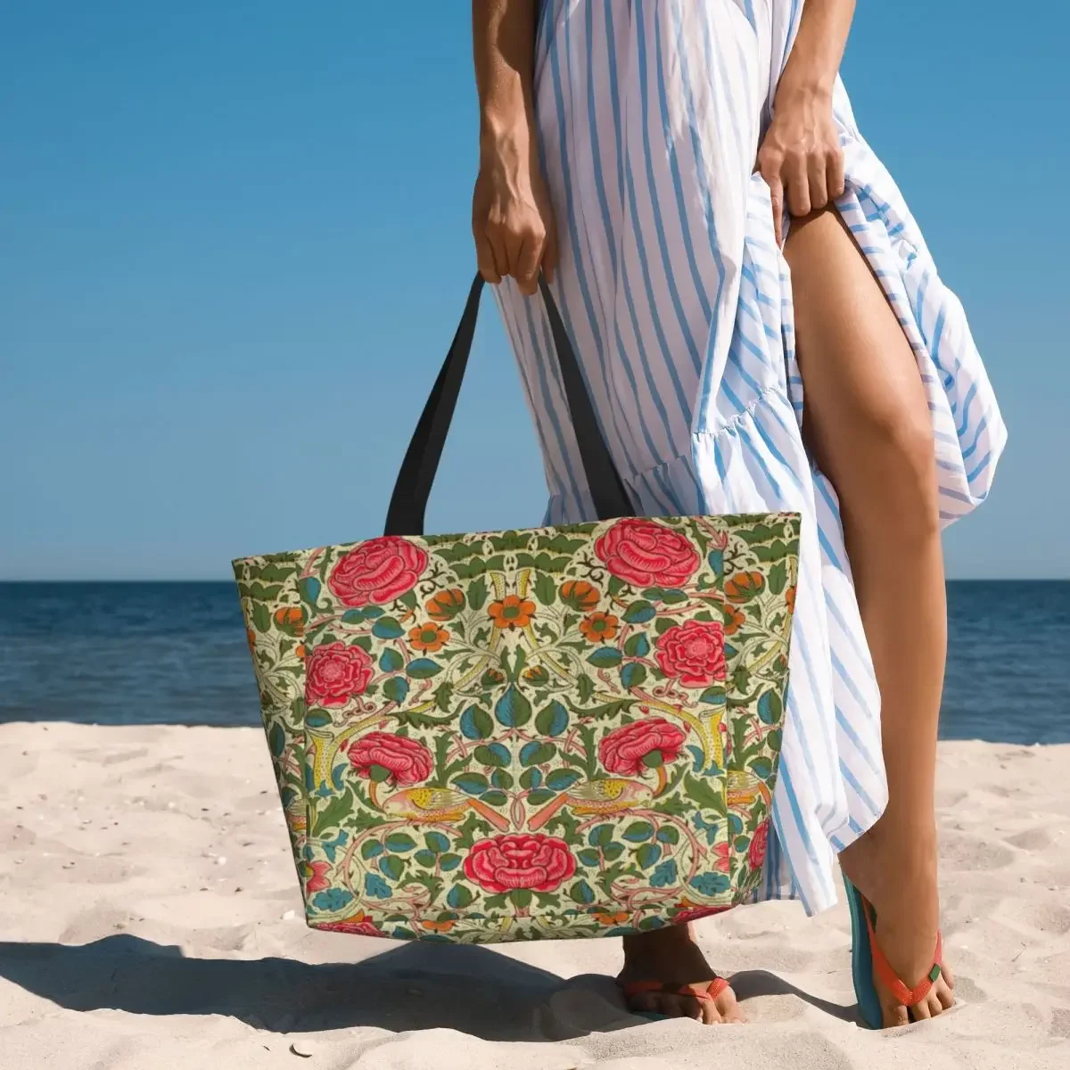 Rose Chintz William Morris Vintage Beach Travel Bag, Tote  Popular Practical  Shoulder  Multi-Style Pattern