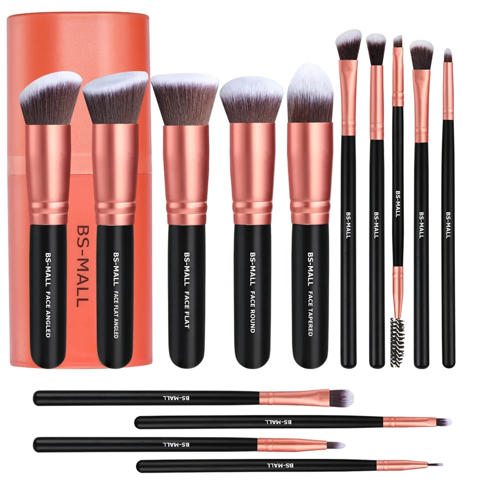 

# Hot Wholesale BS-MALL 14 Pcs Rose Gold Cosmetic Make Up Brush Kit Pinceaux Maquillage Private Label High Quality Makeup Brushe