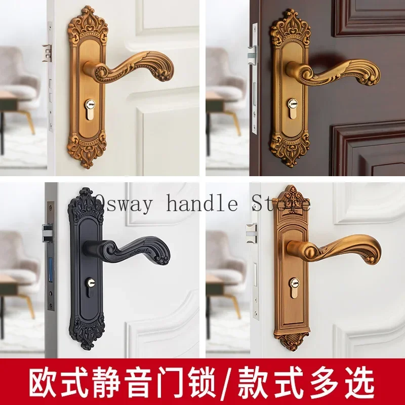 

Indoor Antique Door Lock Zinc Alloy Solid Wood Door Handle Lock Hardware Black Apartment Door Lock Home Hardware Deadbolt Lock