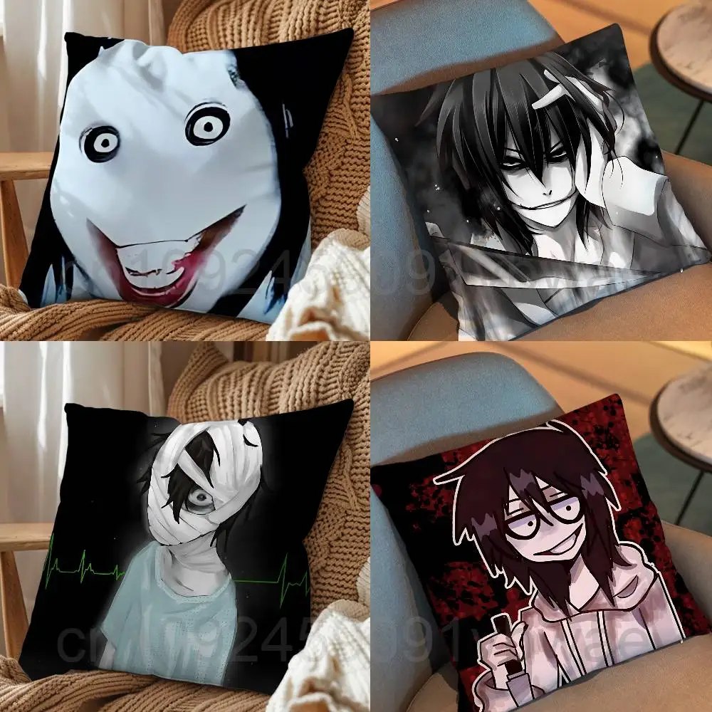 

White face wide grin Killer Jeff day gift Pillow Case Living Room Sofa Cushion Cover Suitable For Home Bedroom custom Decoration