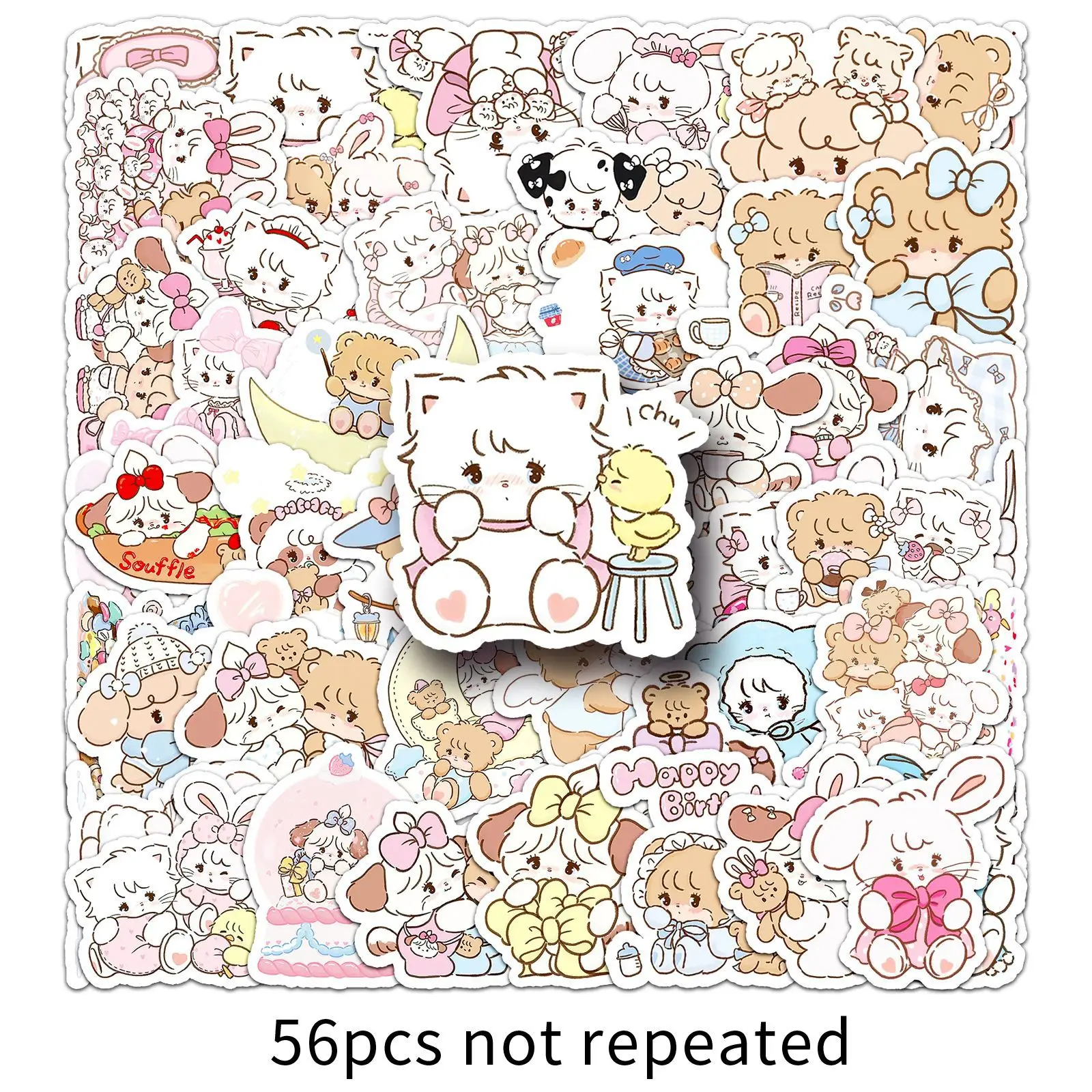 56PCS Kawaii Mikko สติกเกอร์การ์ตูน Decals ของเล่นเด็ก DIY สมุดภาพโทรศัพท์ตู้เย็นกระเป๋าเดินทางจักรยานเด็กน่ารักสติกเกอร์ตกแต่งของขวัญ