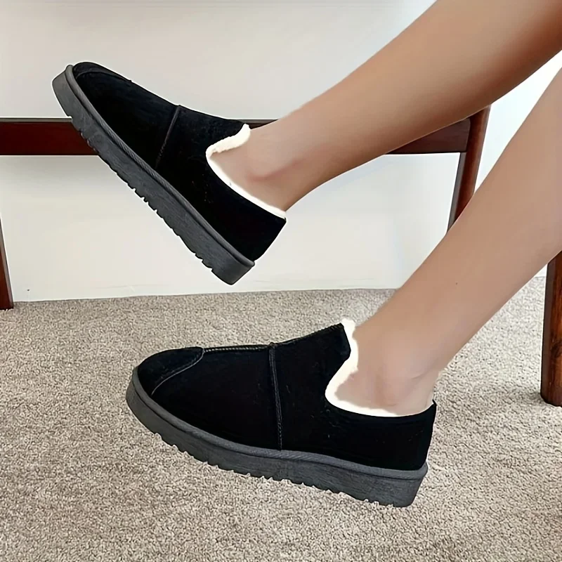 2024 Snow Boots Women\'s Short Tube Thickened Cotton Shoes Non-slip Winter New Shoes Student Women\'s Shoes Black Boots
