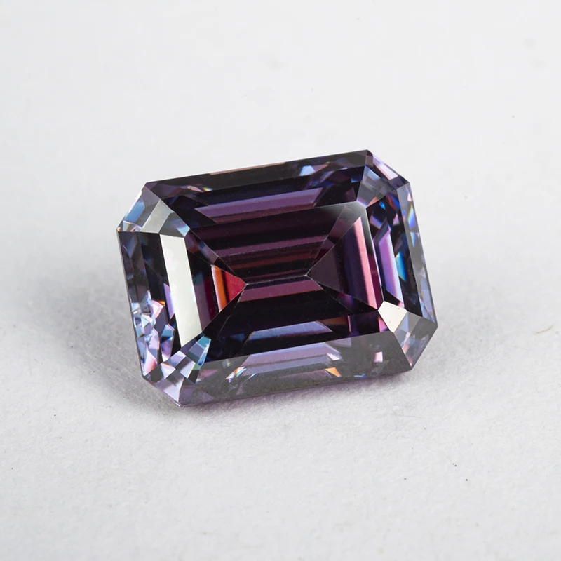 

Moissanite Emerald Cut Imperial Purple Color DIY Charms Ring Necklace Earring Main Materials Extremely Shiny Quality Certificate