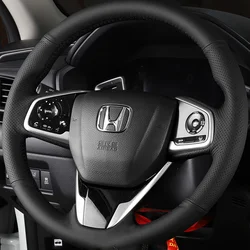 Hand-Stitched Black Microfiber Leather Steering Wheel Cover For Honda Civic 10 2016-2019 CRV CR-V 2017-2019 Clarity 2016-2018