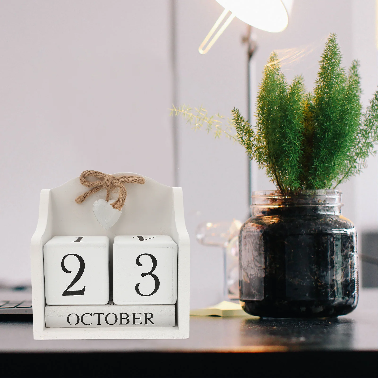 Wooden Perpetual Calendar Photography Prop Vintage Decor Ornaments Adornment Office