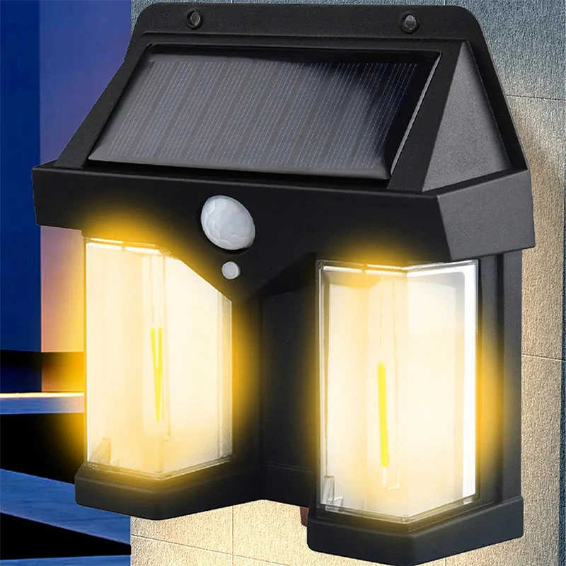 Luz Solar LED com Sensor Sem Fio, Lâmpada de Parede Impermeável, Lâmpada De Tungstênio, Movimento Ao Ar Livre, Decoração Do Jardim, 3 Modos