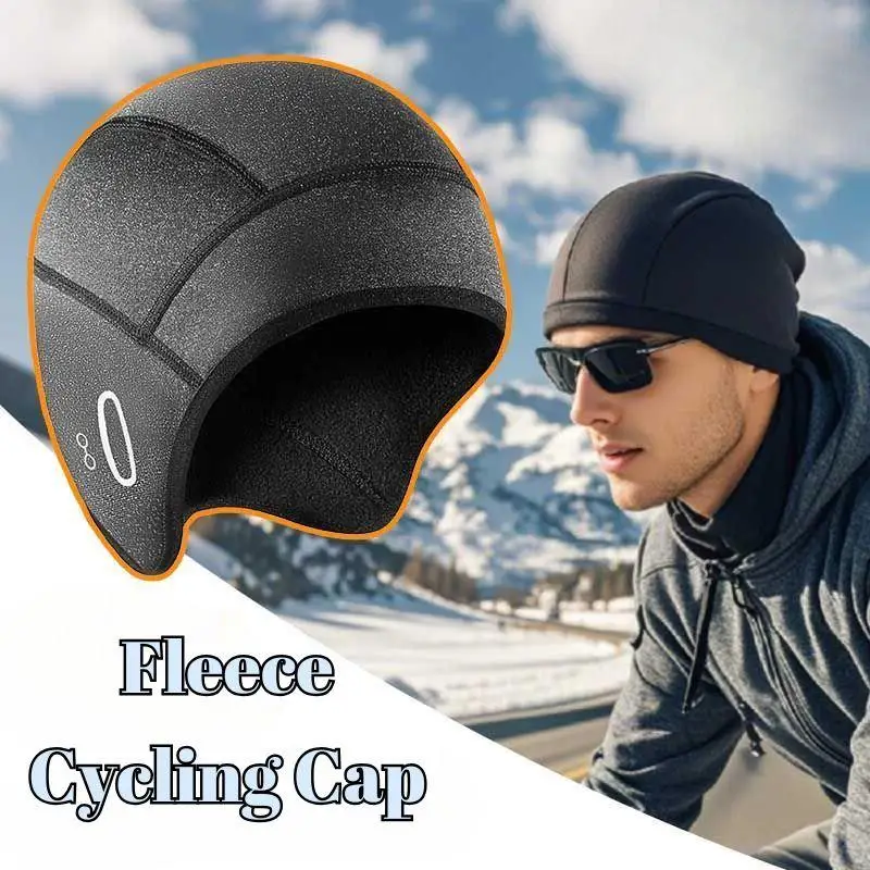 Winter Cycling Cap Windproof Warm Fleece Thermal Helmet Liner Beanies Hat Hiking Skiing Ear Protection Cap With Glasses Hole