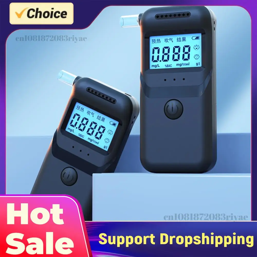 Digital Alcohol Breathalyzer Accurate LCD Display Handheld Alcohol Analyzer with 5 Mouthpieces Alcoholometer for Home Party Use
