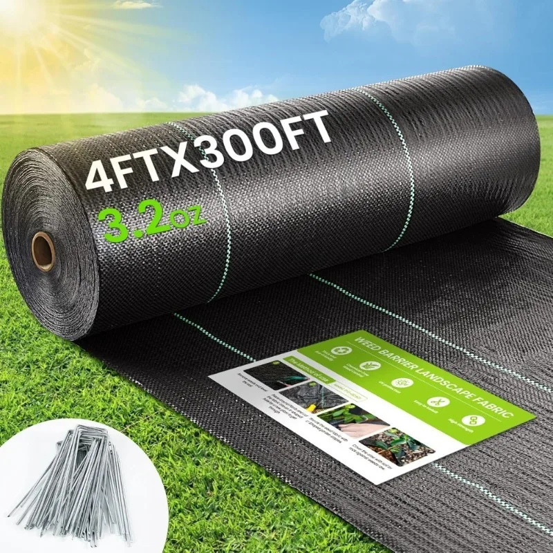 

Weed Barrier Fabric 4x300ft Heavy Duty Woven Geotextile Landscape Fabric High Permeability Ground Cover Mat Garden Weed