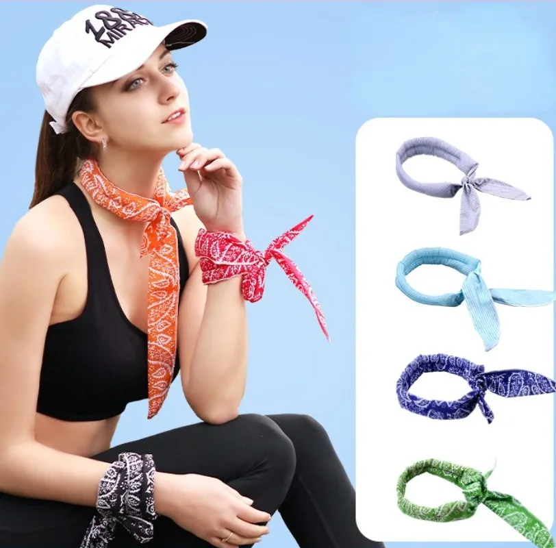 Green Leaf Style Summer Ice Scarf Super Neck Cooling Headband cool Ice towel cold water neck cooling scarf towel