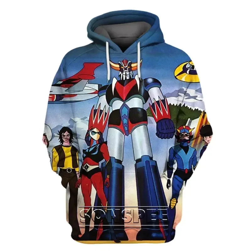 SONSPEE Vintage Anime Goldorak Hoodie 3D Printing Men Women’s Retro Classic Nostalgia Robot Man Oversize Pullover Hoodies Kids