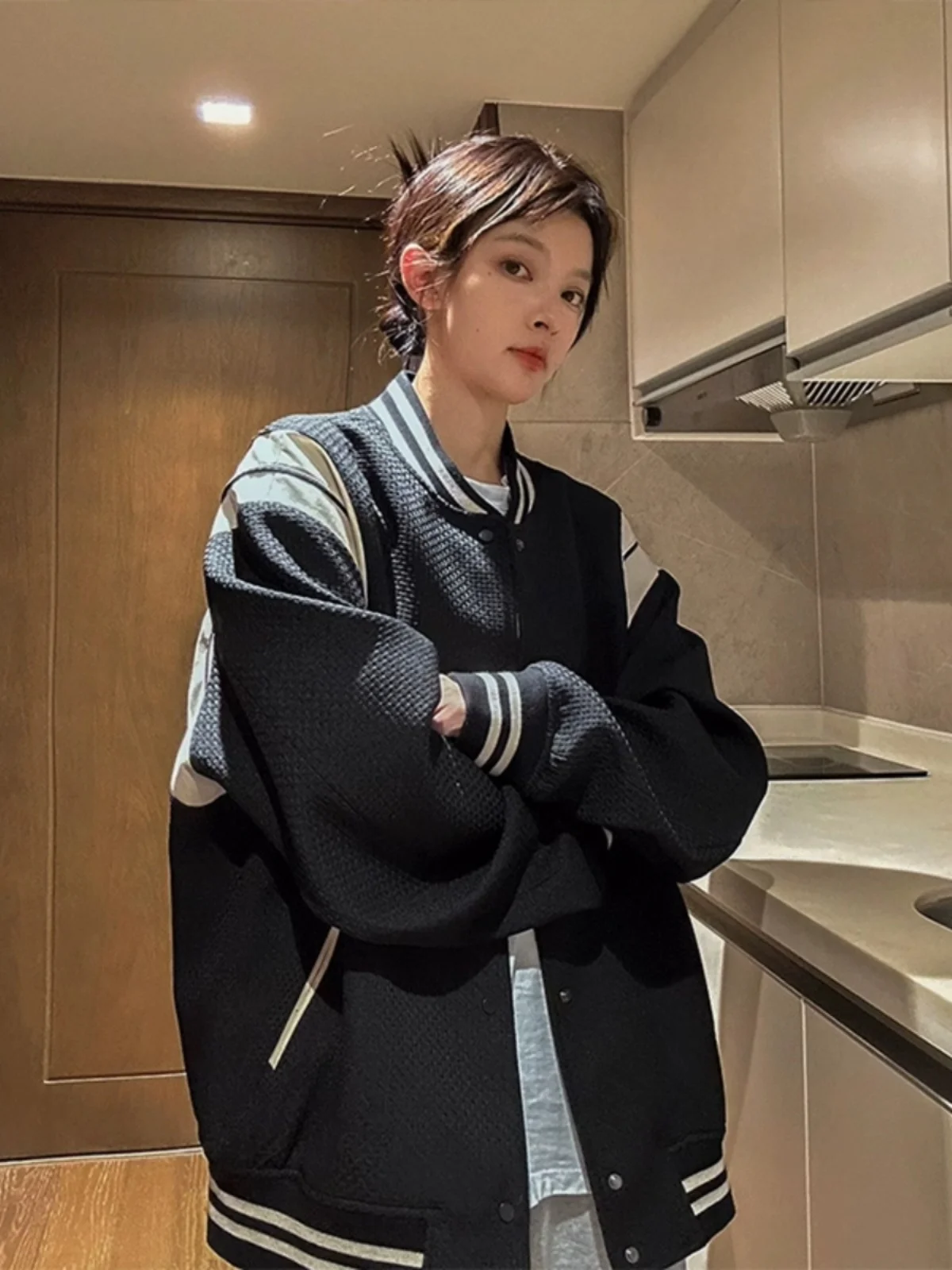 

Американская ретро-бейсбольная куртка мужская демисезонная оверсайз в стиле пилот, уличная модная верхняя одежда для пар, однотонная