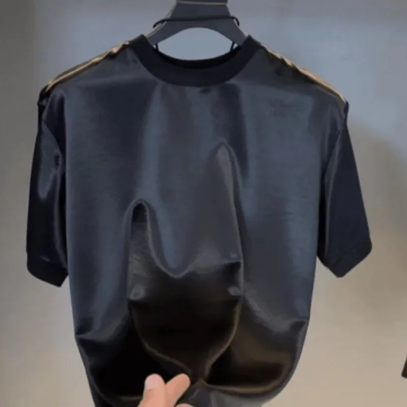 

Summer New Men's Bright Solid Color Short-Sleeved T-Shirt Casual Fashion Retro Trend High Street Loose Simple Niche Men's Tops