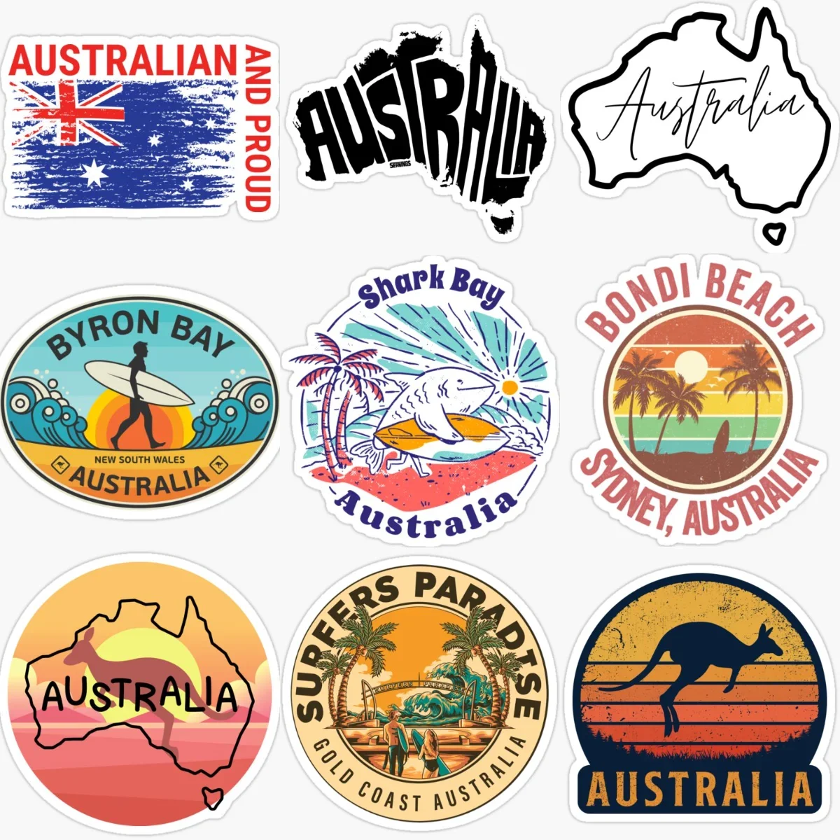 

AUS Australia Flag Map Scenery Emblem Creative PVC Car Stickers for Car Bicycle Van Helmet Window Decoration Accessories
