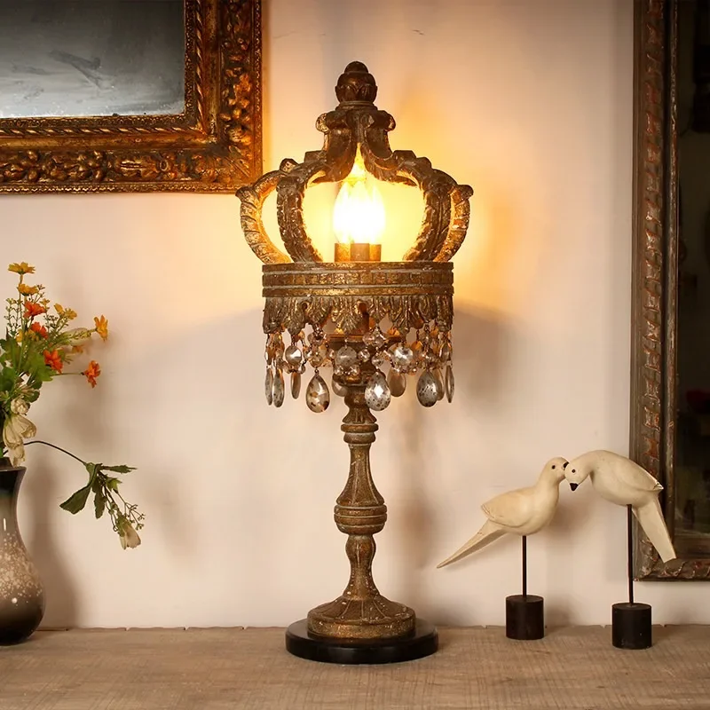 style villa hall crown decorative table lamp  country bed and breakfast entrance living room hotel atmosphe