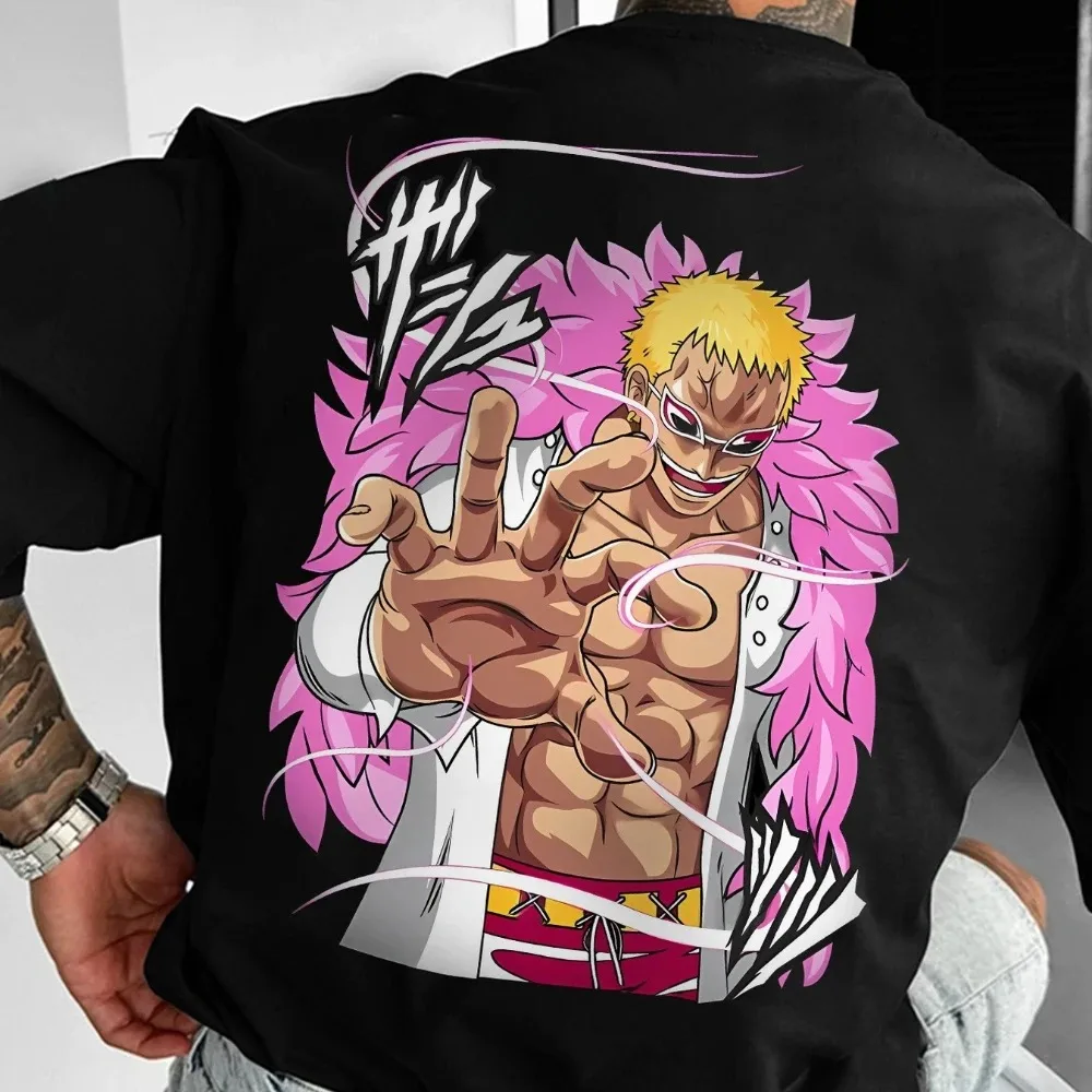 

Hot Sale One Piece Donquixote Doflamingo Print T-shirt Unisex Casual Short Sleeve Parent-child Matching Tee