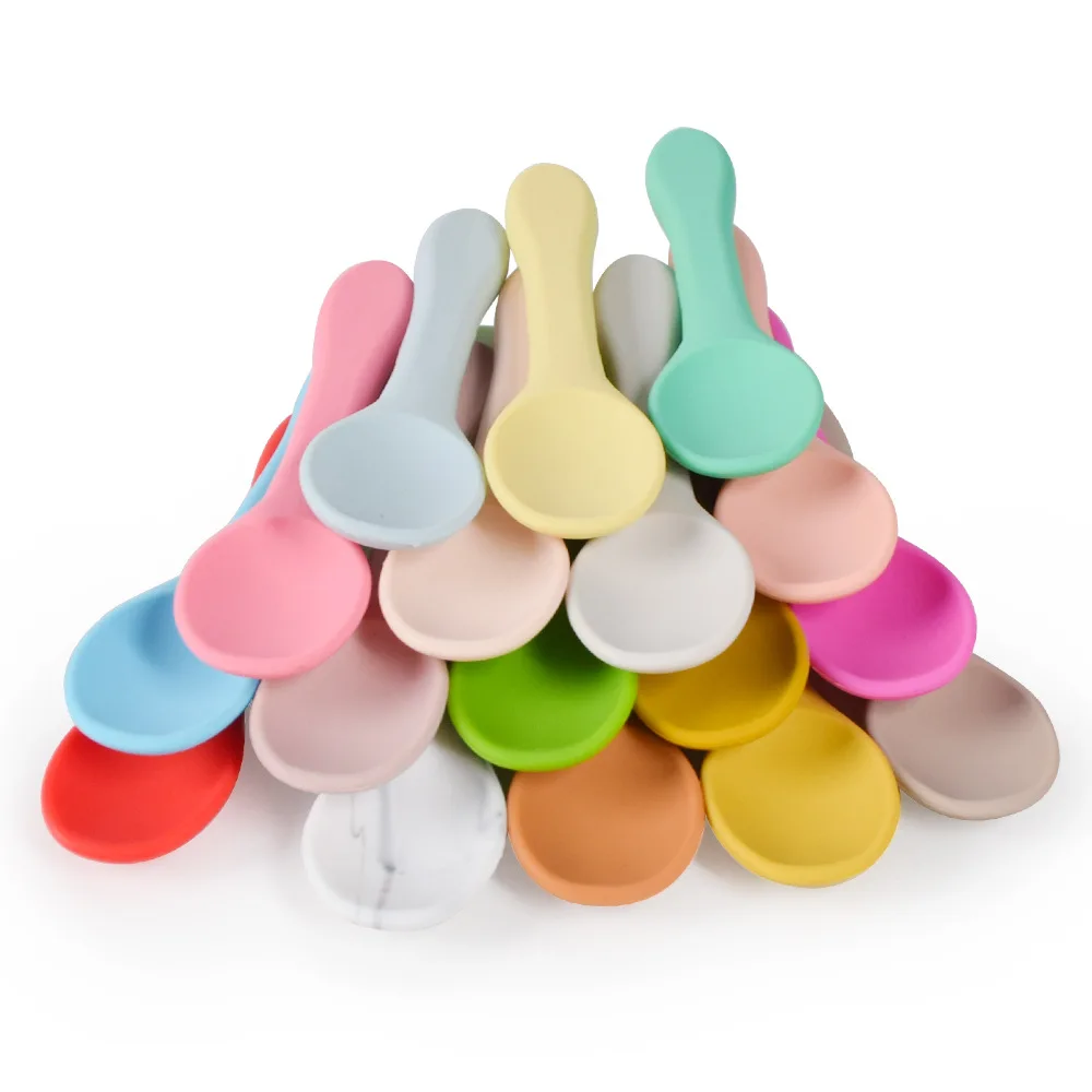 2PC Silicone Tableware Soft Tip Silicone Fork Spoon Baby Feeding Set Children Dishes Toddler Infant Feeding Accessories BPA Free