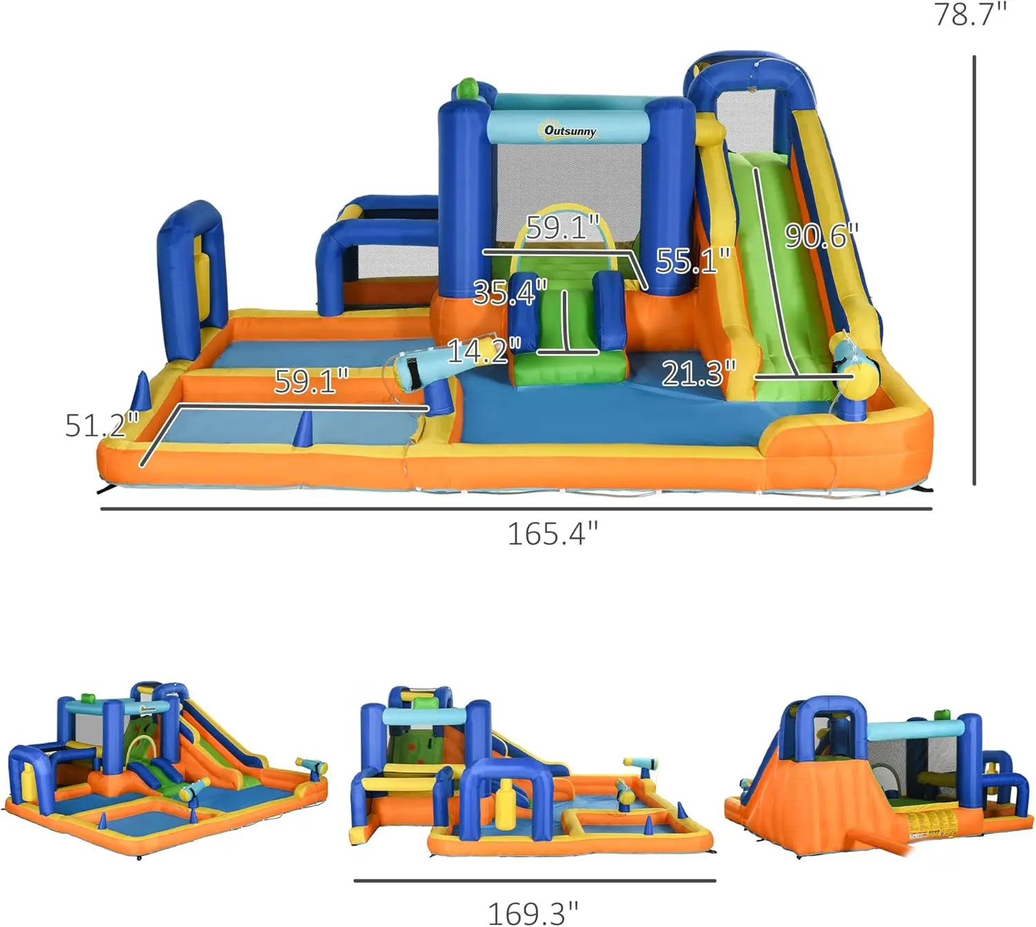 Nadmuchiwana zjeżdżalnia wodna dla dzieci 7 w 1 Bounce House Park wodny zamek do skakania z basen z wodą, zjeżdżalnią, bramka do piłki nożnej, obręcz do koszykówki,