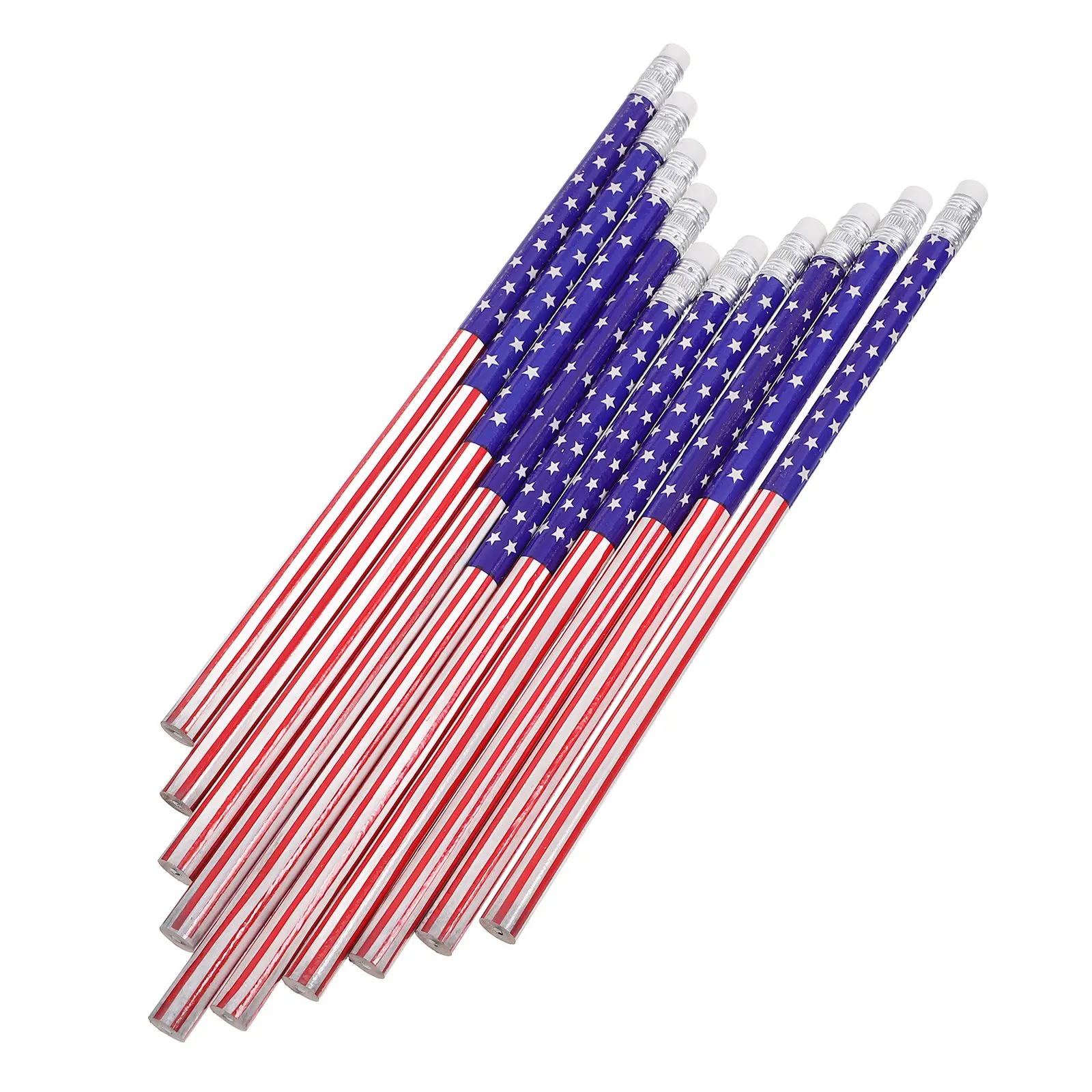 120pcs Patriotic Pencils with Erasers – Real Wood Independence Day Classroom Supplies for School Anniversary