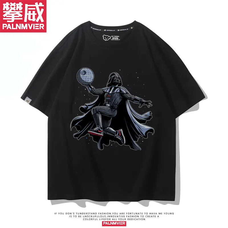 

Детская футболка с принтом из фильма «Звездные войны» Дарта Вейдера, повседневная футболка из чистого хлопка с принтом для родителей и детей, повседневная рубашка с круглым вырезом и короткими рукавами