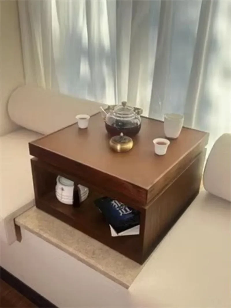 bay window coffee table double-layer tea art tea set shelf Bogu frame tea cup countertop rack storage Japanese-style Zen small 6