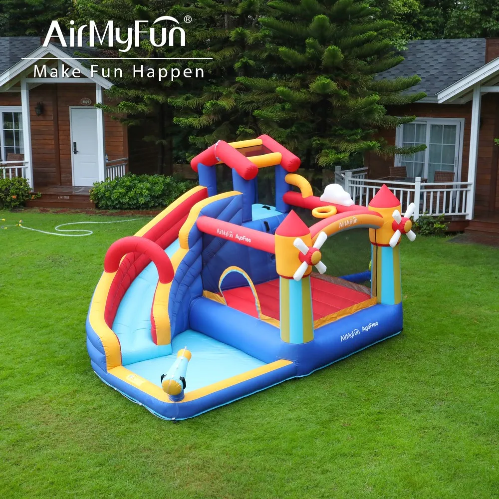 

Airmyfun домашняя маленькая надувная водная горка, игровая водная горка, отскок, детский прыгающий замок на открытом воздухе