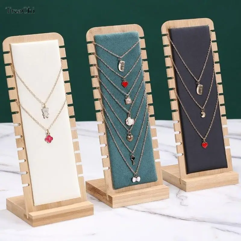 

10*10*26cm Bamboo jewelry display stand detachable necklace pendant storage Wooden Multiple Necklace Easel Showcase Display Hold