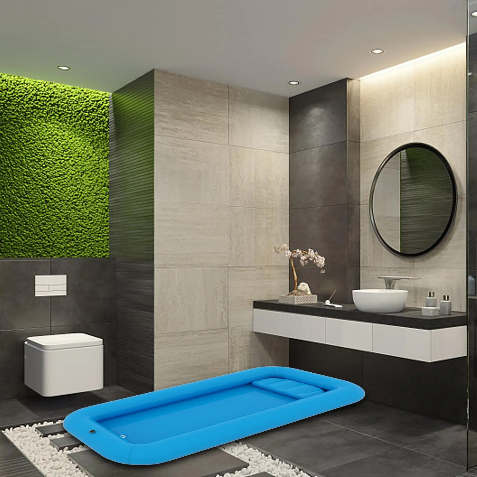 

Inflatable Bathtub Shampoo Basins PVC Bath Kit with Inflatable Pillow Inflatable
