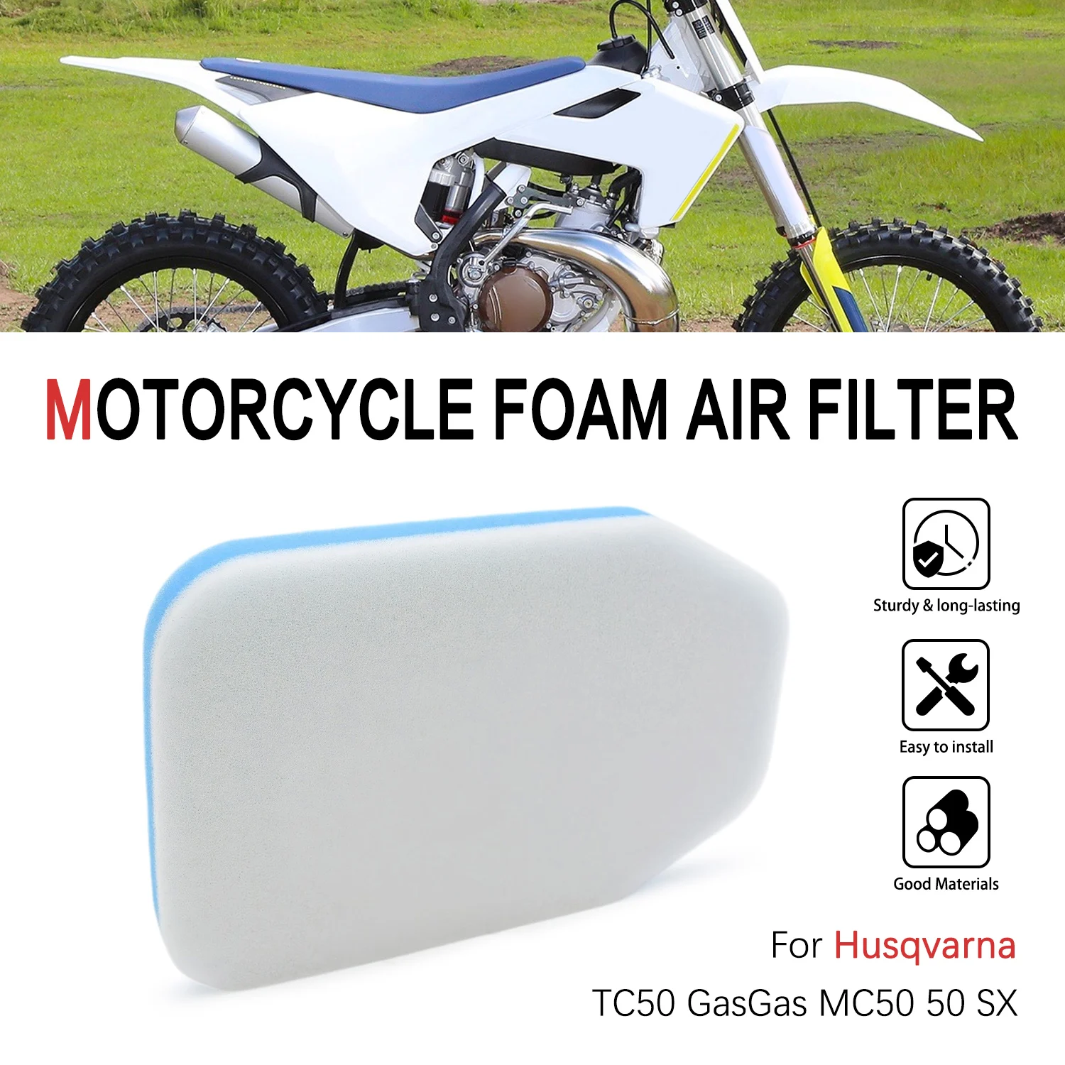 Air Filter Cleaner Element Intake Cotton For GASGAS MC 50 2021-2022 For HUSQVARNA TC 50 2017-2022 Motorcycle Part