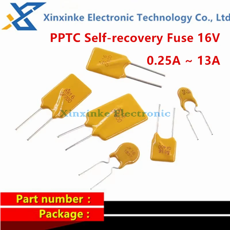 20PCS 16V DIP PPTC Self-recovery Fuse 0.25A ~ 13A Safety Tube 1.6/2/3/5/7/8/12/13A 0.75A 500mA 900mA