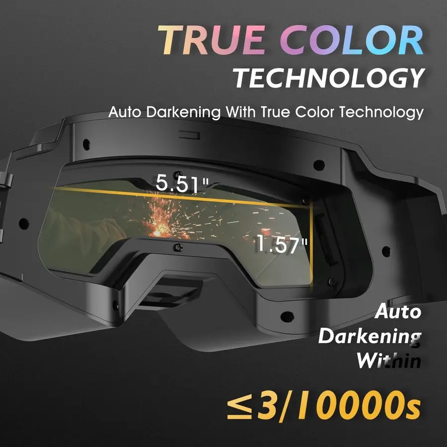 Auto Darkening Welding Goggles 4 Arc Sensor Eye Protection Safety Goggles Welding Glasses with amp for MIG TIG Stick