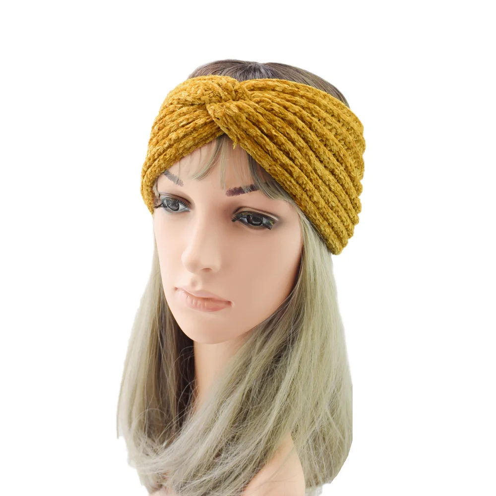 Corduroy Wide Cross Headbands for Woman Solid Warm Hairband Elastic Sports Yoga Headwear Girls Hair Band Hair Accessories New