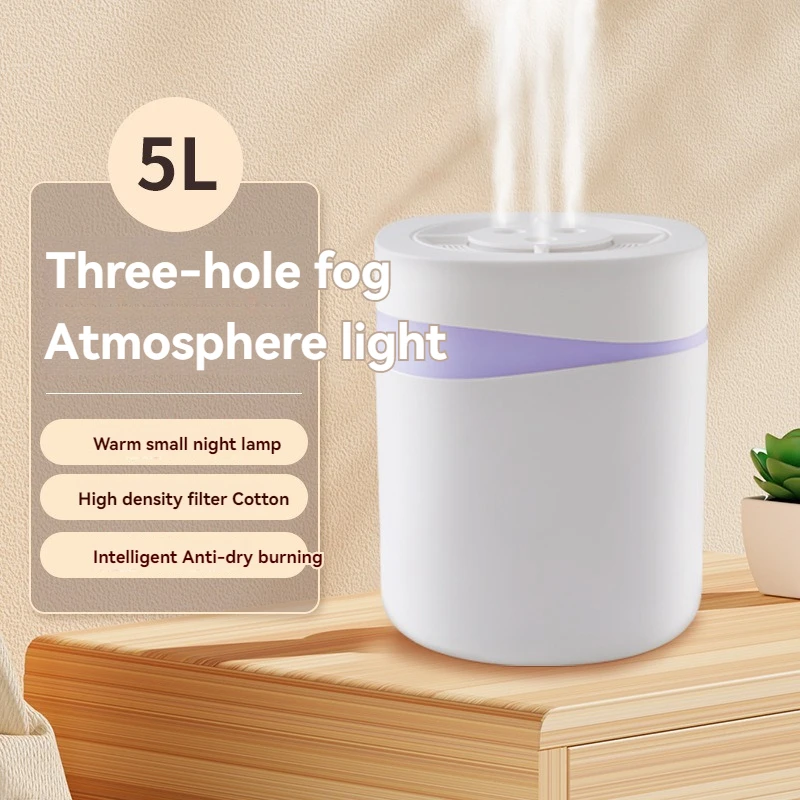 Household humidifier night light two in one remote control bedroom mute spray water replenishing large capacity 5L3 hole