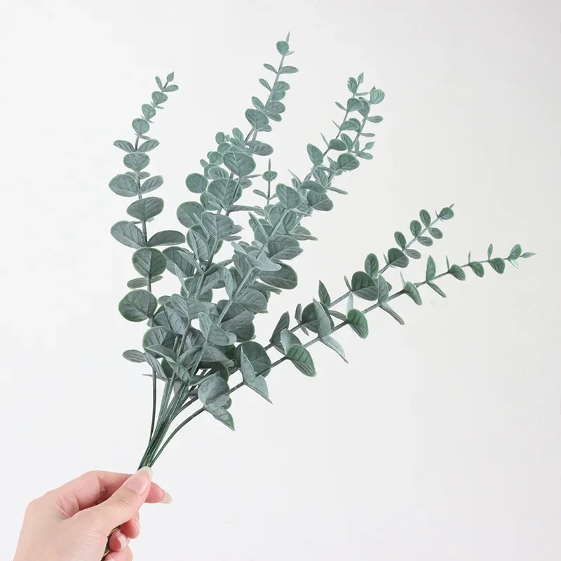 10pc 38CM Artificial Plants Eucalyptus Leaves Green Leaf Branches Flowers Wreath DIY Bouquet Centerpiece Wedding Home Decoration