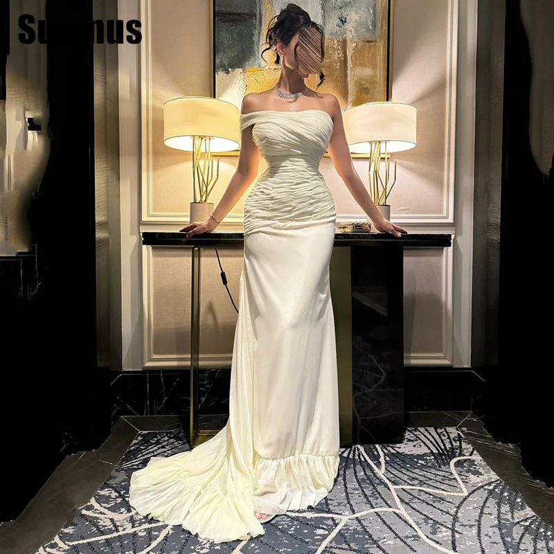 

Sumnus Elegant Mermaid Evening Dresses Off Shoulder Sleeveless Formal Occasion Dresses فساتين سهرة Customized