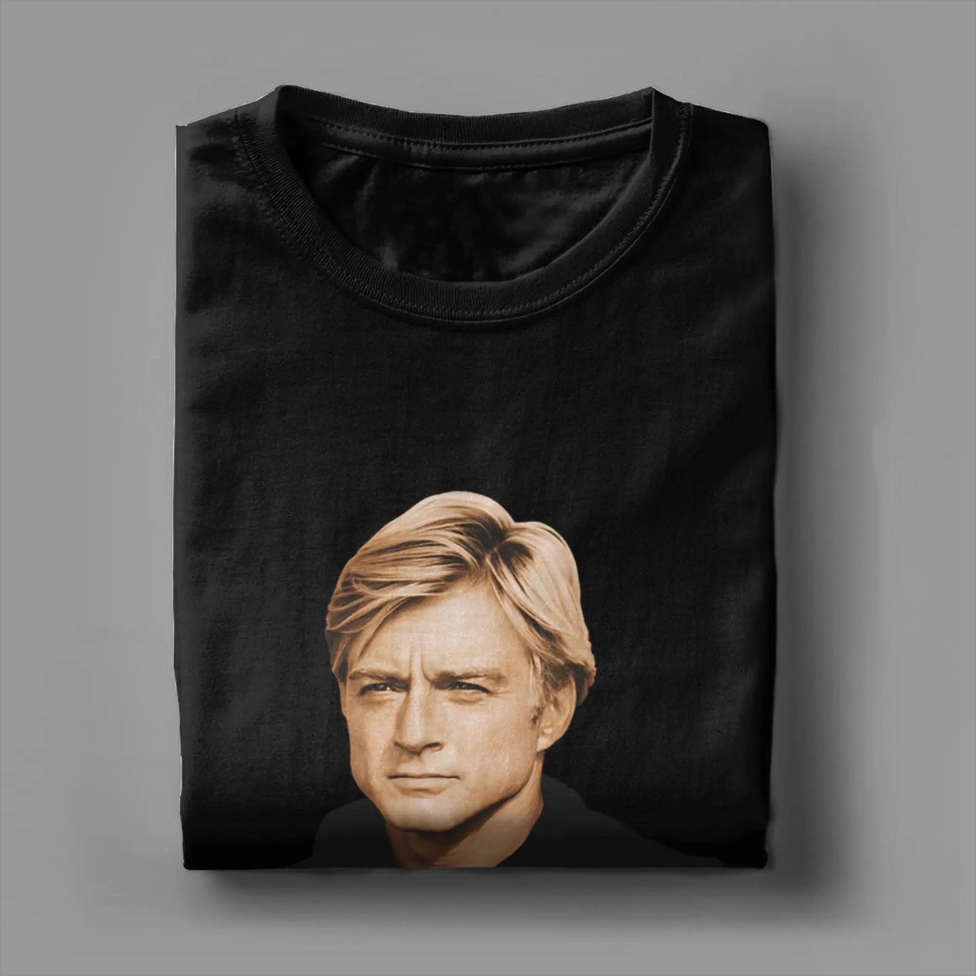 مزق روبرت ريدفورد الممثل القطن تي شيرت للرجال الصيف الكلاسيكية تي شيرت Crewneck تتجه تيز حجم كبير طباعة القمم