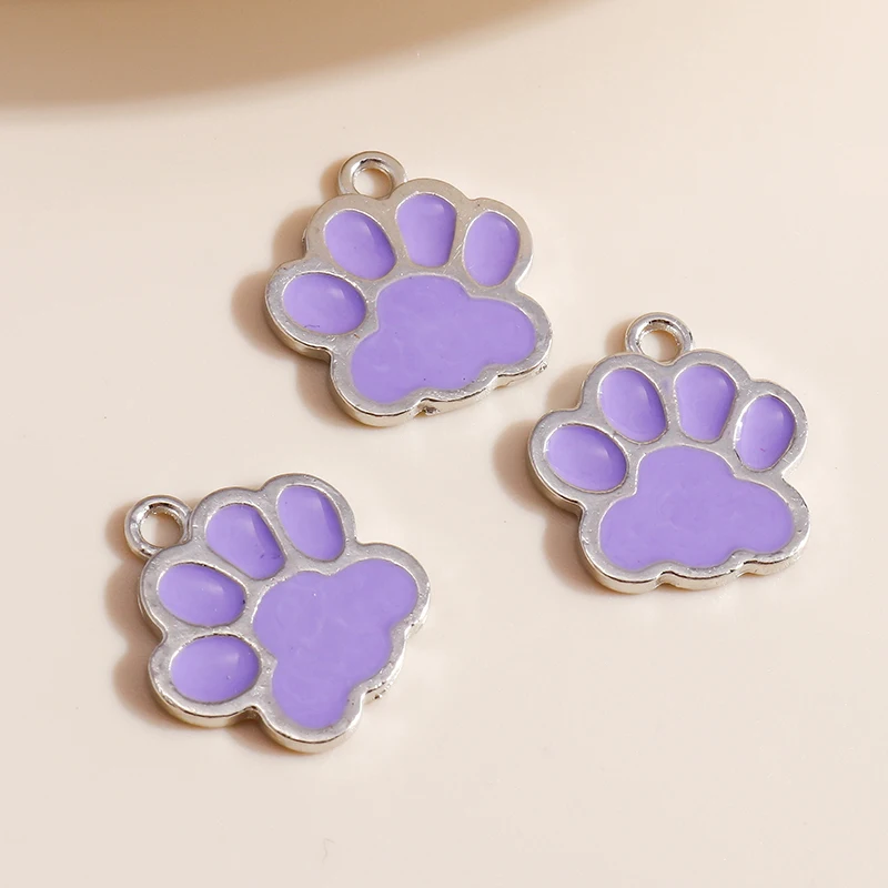 Leslie 10 Stück/Set Emaille Niedliche Katzen- und Hundepfoten-Hundeknochen-Anhänger für Ohrringe, Armbänder, Halsketten, Anhänger, DIY-Schmuckherstellungszubehör – Detail 7