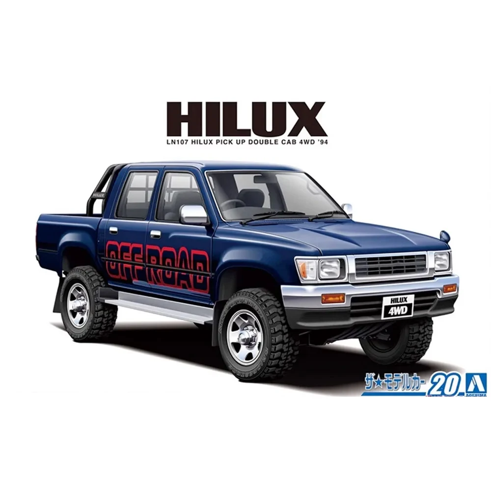 Aoshima 06217 1/24 LN107 Hilux Pickup truck 2-row 4WD \'94 Sport Vehicle Car Hobby Toy Plastic Model Building Assembly Kit