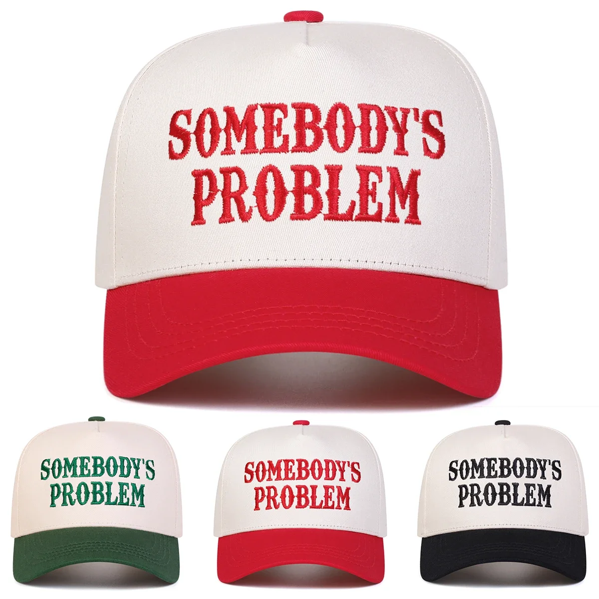 Unisex SOMEBODY'S PROBLEM Letter Embroidery Baseball Caps Spring Autumn Outdoor Adjustable Casual Hats Sunscreen Hat Sports Cap